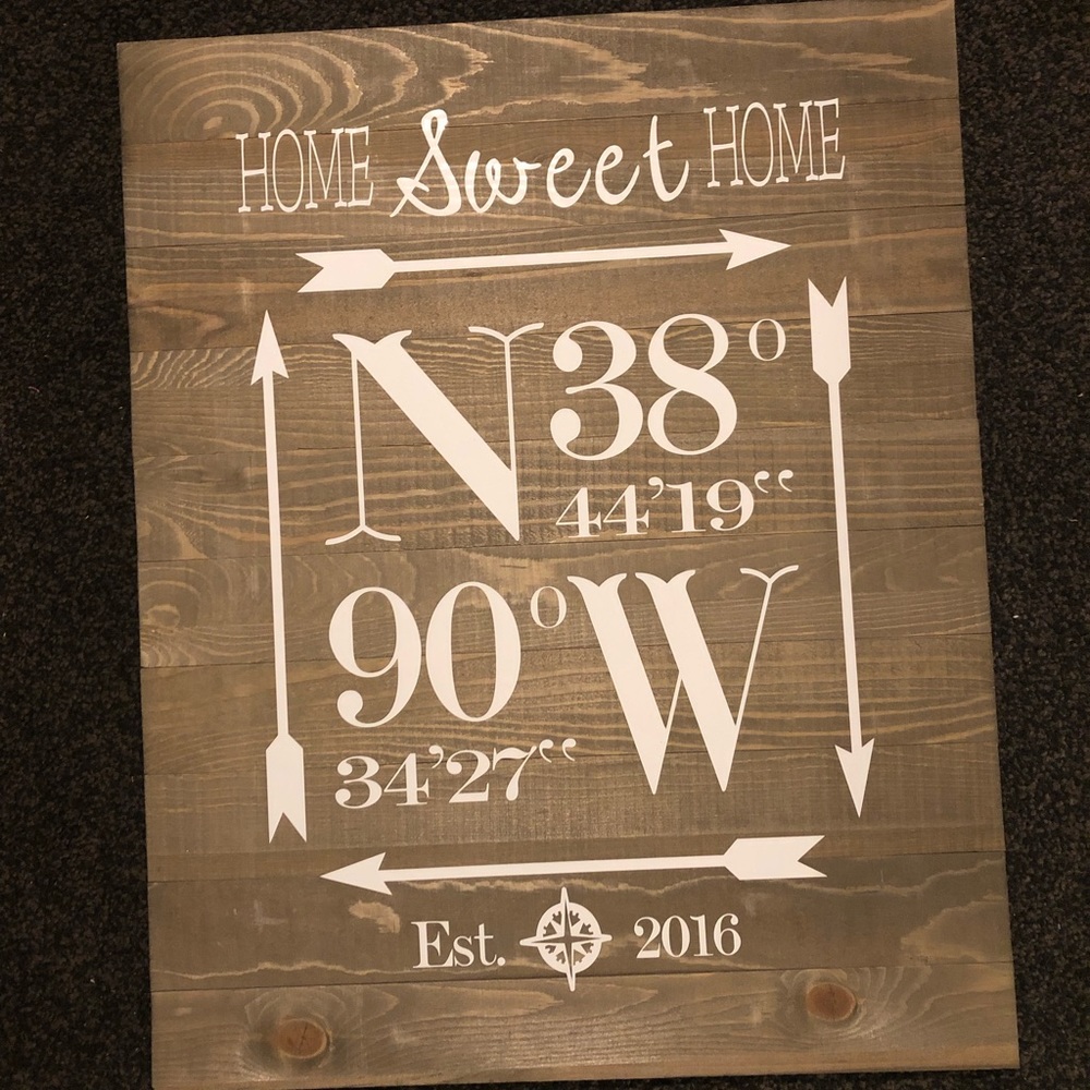 Latitude / Longitude 16 x 20 Wood Pallet Sign